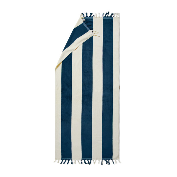 VINGA Drap de bain Valmer - Bleu Marine / Beige