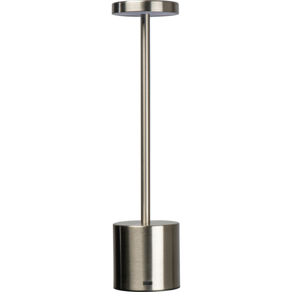 Stainless steel table lamp with rechargeable battery ANNETTE - Silvergrey