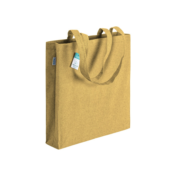 190 G/M2 Recycled Cotton Shopping Bag, Long Handles And Gusset - Yellow