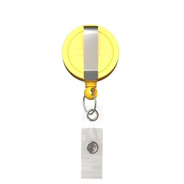 Retractable badge reel in round shape with ⌀2.8cm logo - Sunflower Yellow / Belt Clip