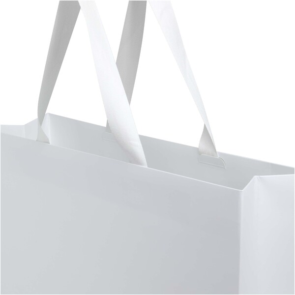 Smartfold 230 g/m2 paper bag with ribbon handles and matt lamination -  42 x 12 x 35 cm - White