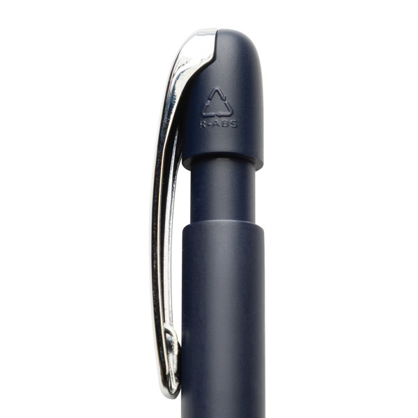 Stylo à clip métallique en ABS recyclé GRS Glide - Bleu Marine