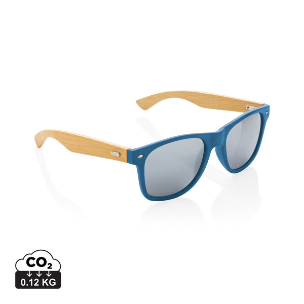 Lunettes de soleil en bambou et plastique recyclé RCS - Bleu