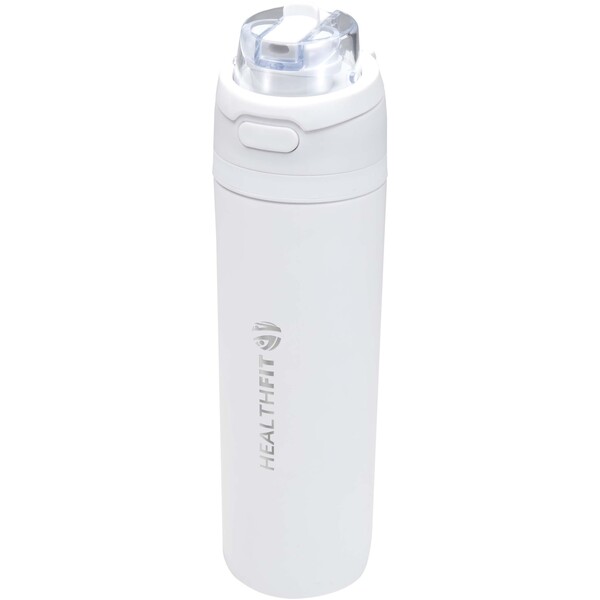 Theron 800 ml RCS recycled single wall stainless steel water bottle with dual function lid - White