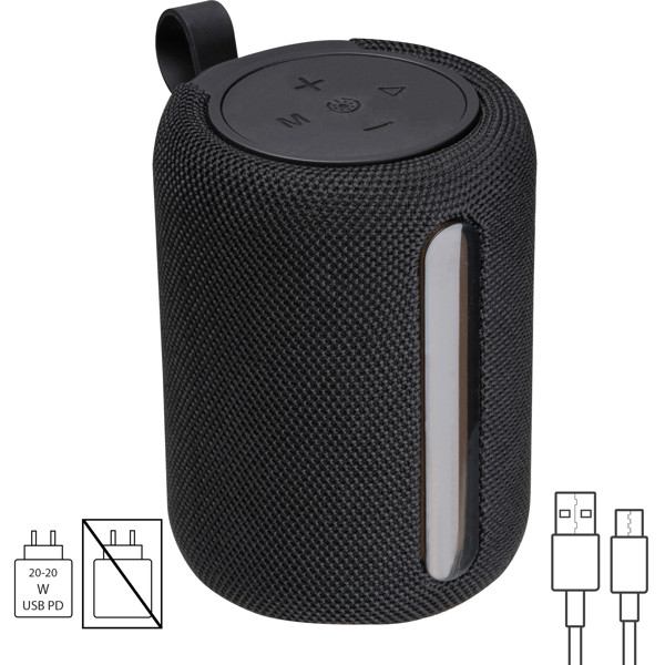 Speaker with LED light, round GRETA - Black