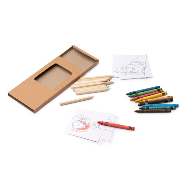Personalised children's colouring set with notepad, crayons and wooden pencils