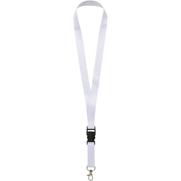 Bucks Sublimation Lanyard mit Schnappverschluss aus recyceltem PET Kunststoff - schwarz / weiss / 20mm