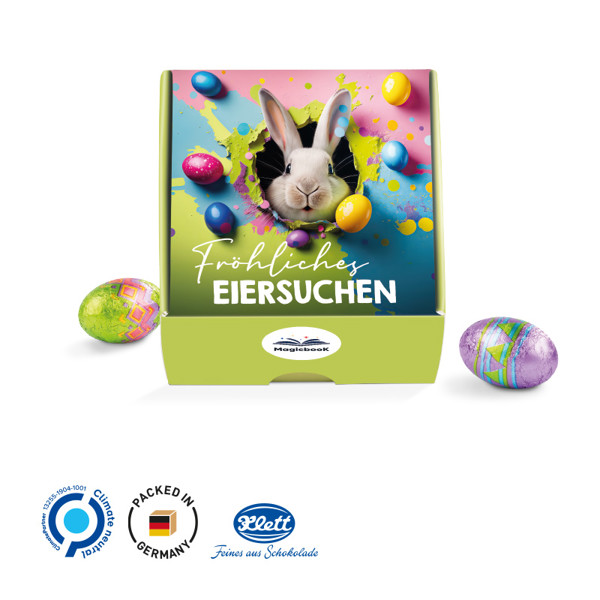 Klappbox, Weiß / 5 Lindor Mini Ostereier, Vollmilchschokolade, 25 G