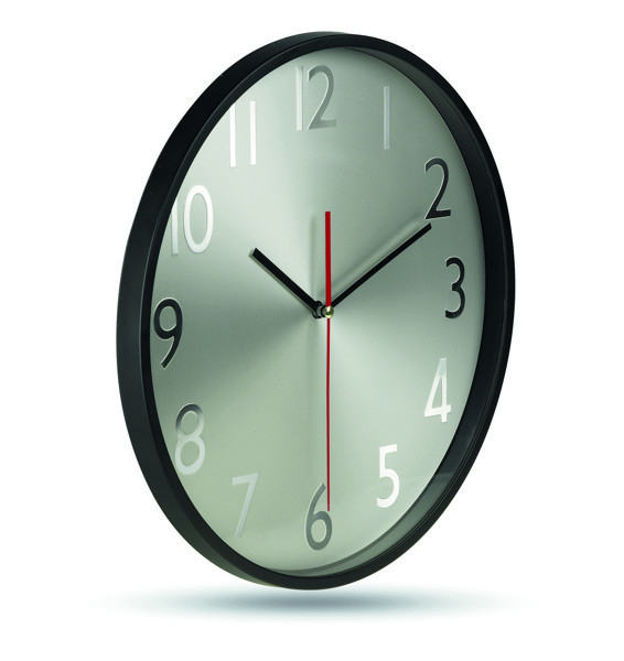 Wall clock w silver background Rondo