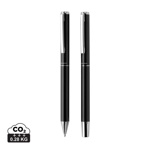 Swiss Peak Cedar RCS certified recycled aluminium pen set - Black