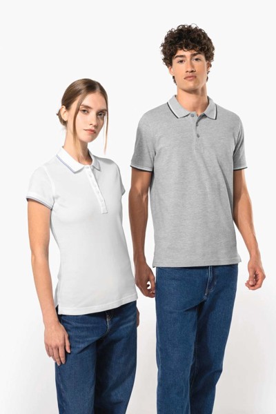 Ženska polo majica kratkih rukava - Bijela / Siva / Plava / XL