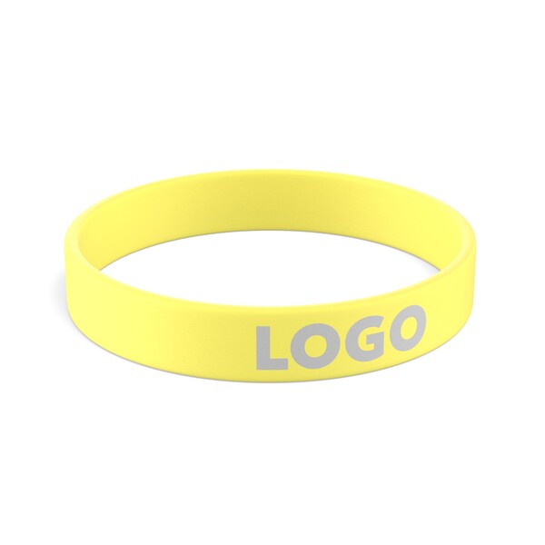 Gepersonaliseerde siliconen armbanden (12mm width) - Zacht geel / 18x1.2x0.2cm