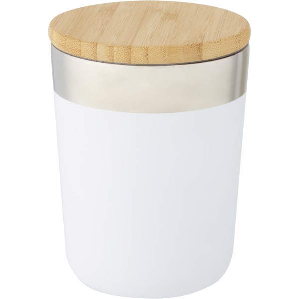 Copo térmico de 330 ml de cobre isolado a vácuo em aço inoxidável com tampa de bambu "Lagan" - Branco