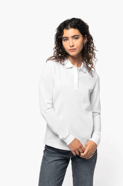 Ladies’ Organic 180 Piqué Polo Shirt Long Sleeves - White / M