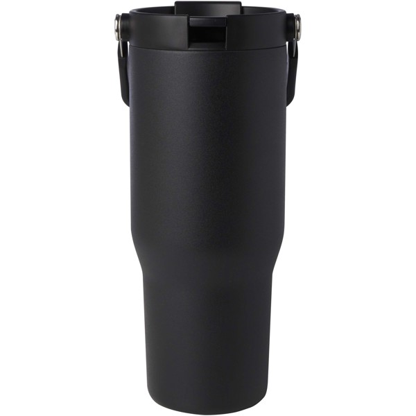 Bronx 900 ml RCS recycled stainless steel copper vacuum insulated tumbler with dual function lid - Black