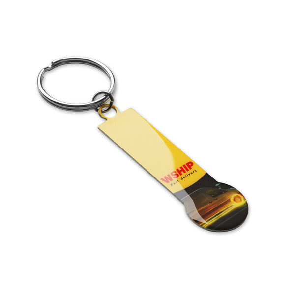 Aluminium token keyring - €1 coin / Tissue paper wrapping