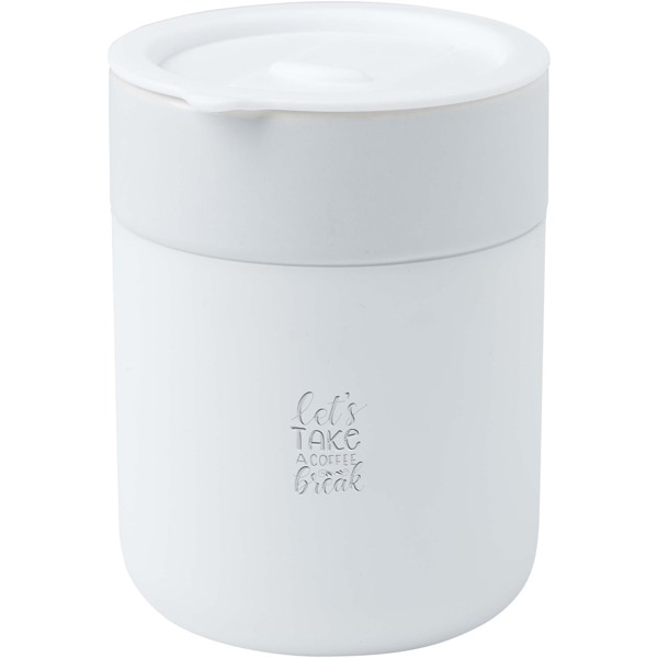 Java 330 ml ceramic tumbler with silicone wrap and plastic lid - White