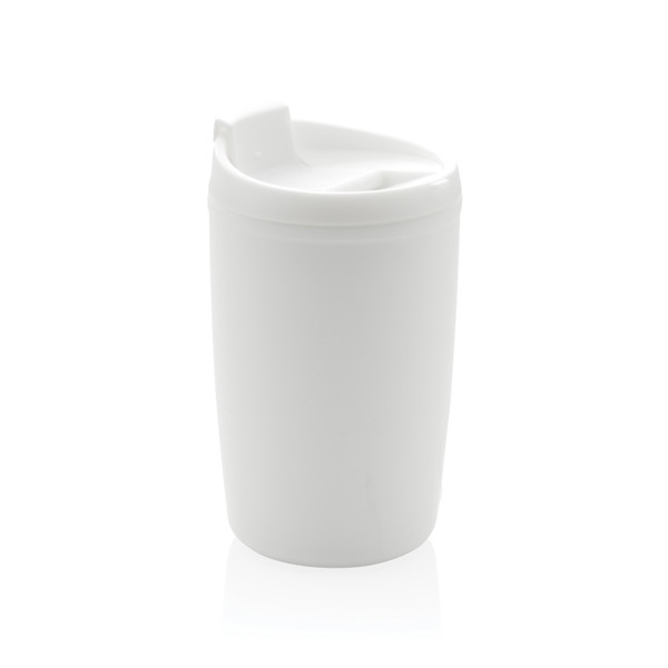 GRS Recycled PP tumbler with flip lid - White