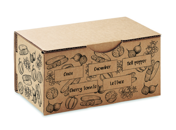 Salad seed kit with soil tablet, paper box