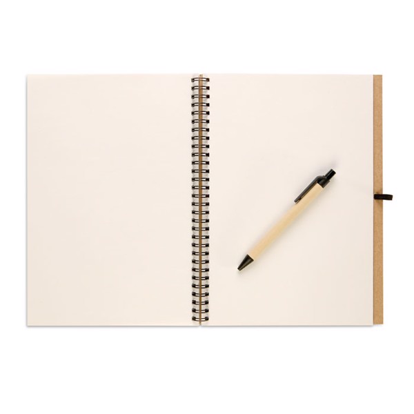 Recycled notebook with pen Bloquero Plus - Black