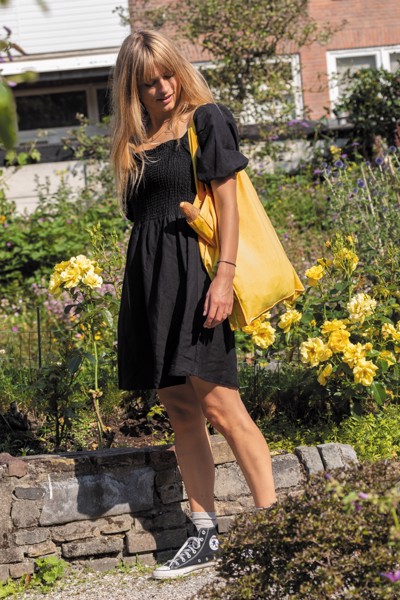Sac tote en coton recyclé avec soufflet Impact AWARE™ - Jaune