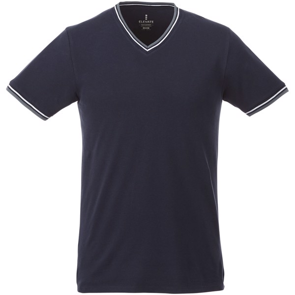 Camiseta de pico punto piqué para hombre "Elbert" - Azul Marino / Mezcla De Grises / Blanco / XXL