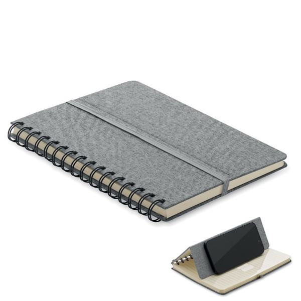 A5 notebook with phone holder Strata - Grey