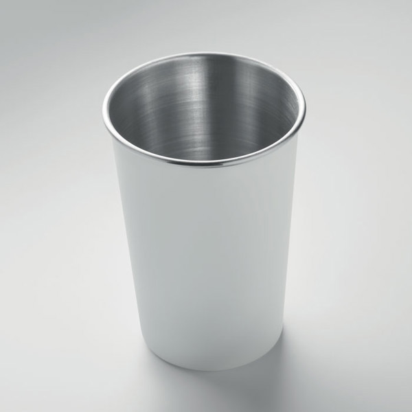 Recycled stainless steel cup Fjard - White