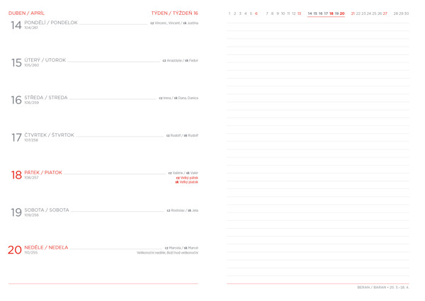 Týdenní diář s poznámkami Viva 2025, A5 - Červená