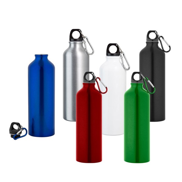 LANDSCAPE L. Sportsdrikkeflaske i aluminium med karabin , kan rumme op til 800 ml - Hvid