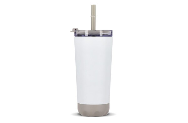 InSideOut Stainless Steel Double-Walled Norden Drink Cup with Straw  600ml - White
