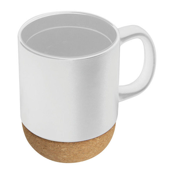 Ceramic Mug with Cork Base Gistel 350 ml - White