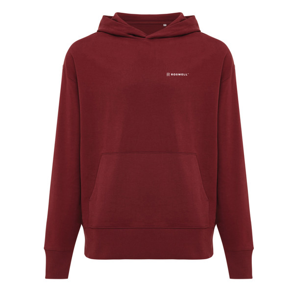 Mikina s kapucí Iqoniq Yoho relaxed fit z recykl. bavlny - Vínově Červená / XL