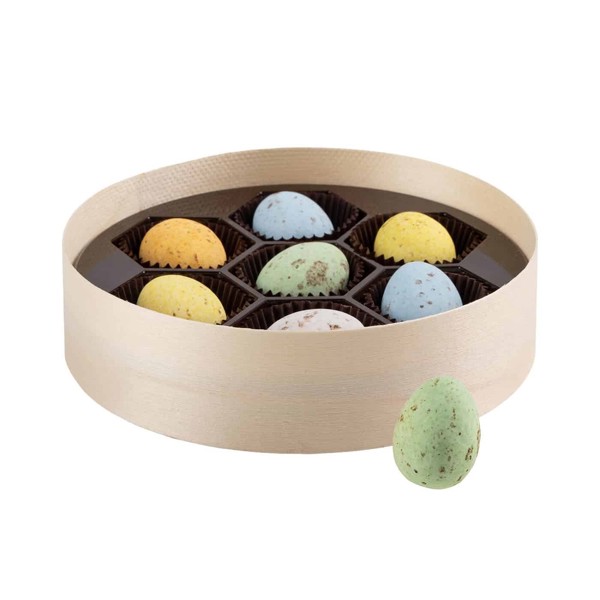 SET OF CHOCOLATES FRECKLED EGGS WOODEN BOX