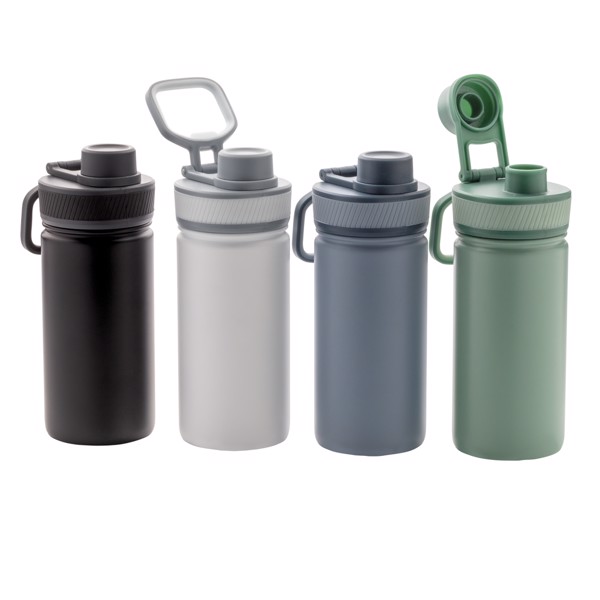 Vacuum stainless steel bottle with sports lid 550ml - White / Grey