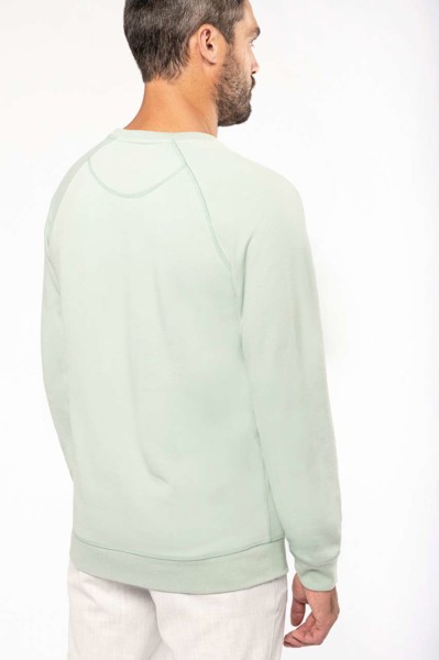Men's Organic Cotton Crew Neck Raglan Sleeve Sweatshirt - Snow Grey / L