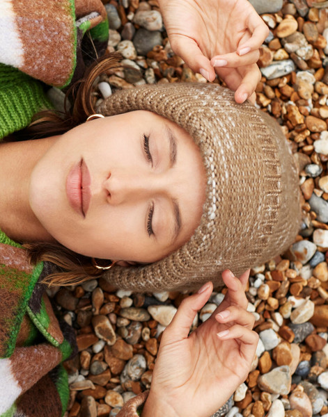 Berretto Con Toppa In Maglia Spessa - Midnight Haze / ONE SIZE