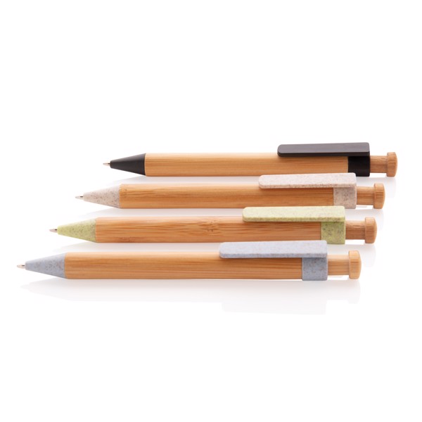 Bambus Stift mit Wheatstraw-Clip - Weiß