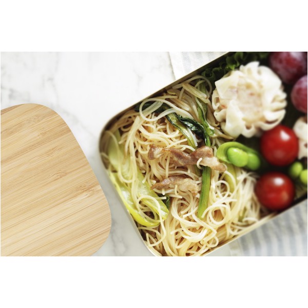 Tite stainless steel lunch box with bamboo lid