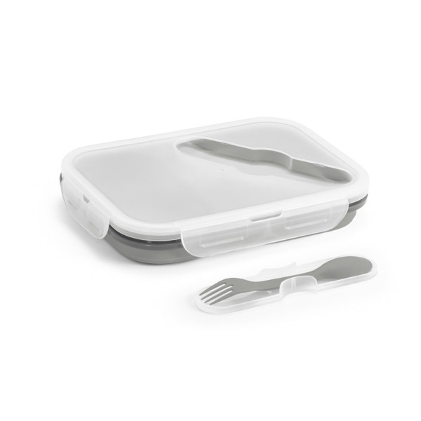 DILL. Lunch Box. Retractable hermetic box in silicone and PP (480 and 760 mL) - Light Grey