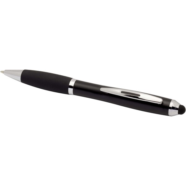 Nash RCS recycled plastic stylus ballpoint pen with coloured barrel and black grip (blue ink) - Black