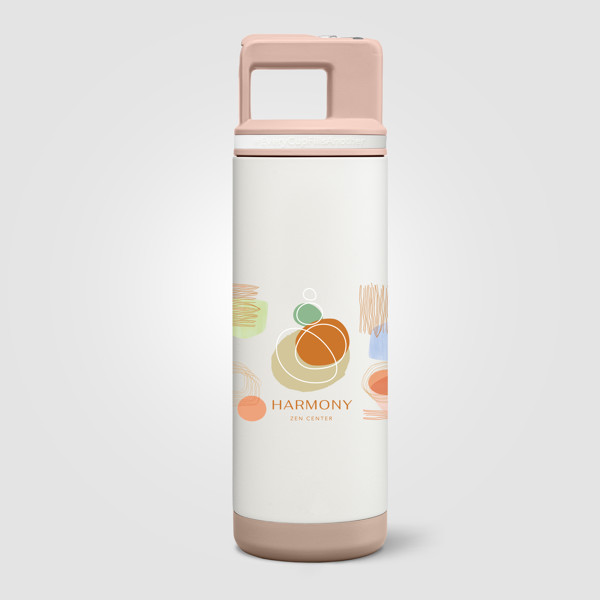 Grosche Alpine Stainless Steel Removable Straw Flip n' Sip Bottle – 590 ml - White / Laser