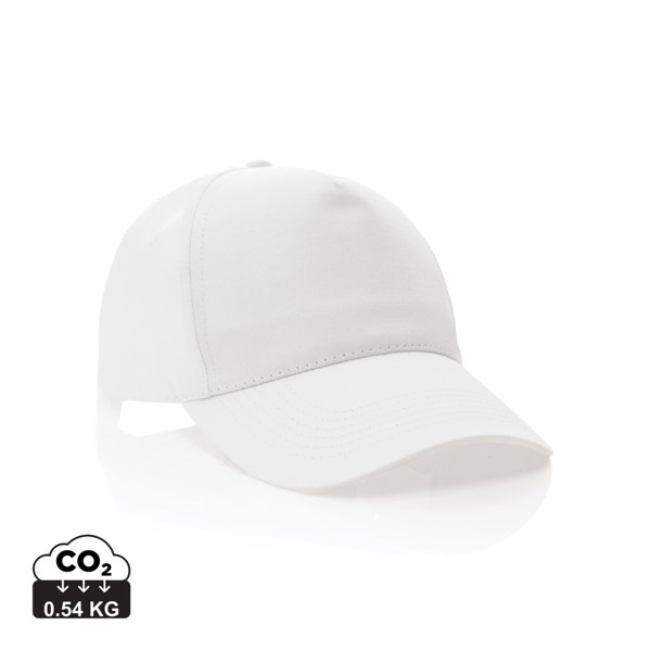 Impact 5 panel 190gr Recycled cotton cap with AWARE™ tracer - White