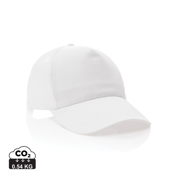 Casquette 5 panneaux en coton recyclé 190gr IMPACT - Blanc