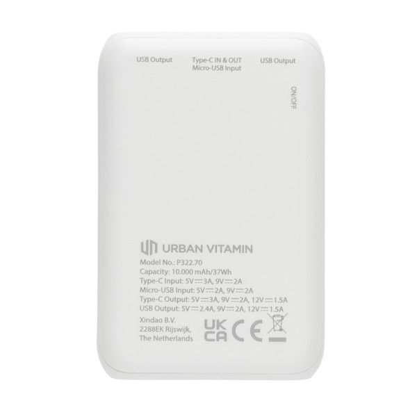 Urban Vitamin Alameda powerbank 10.000 mAh 18W PD - Bijela