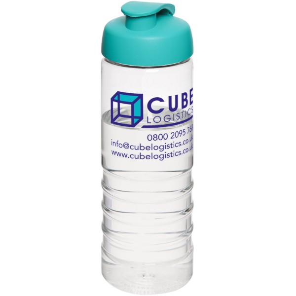 H2O Treble 750 ml sportovní lahev s vyklápěcím víčkem - Průhledná / Aqua blue