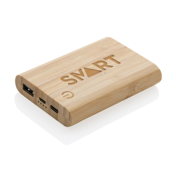 5.000 mAh powerbank i bambus, brun