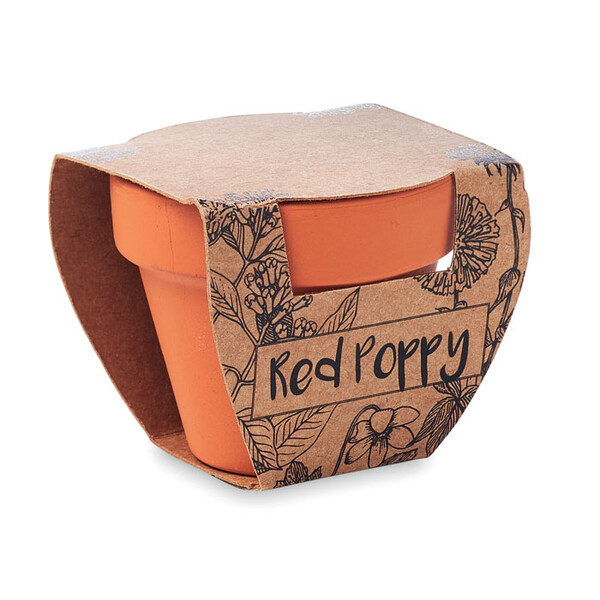 Vaso em terracota 'papoila' Red Poppy