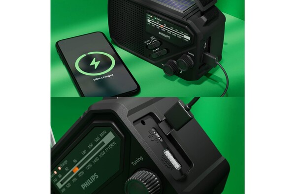 Philips TAR1609 Emergency Radio with Analog FM/AM Tuner and Flashlight