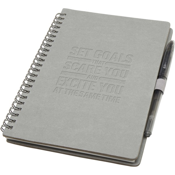 Carnet A5 à couverture souple réutilisable et parure de stylos Slate (encre noire) - Gris